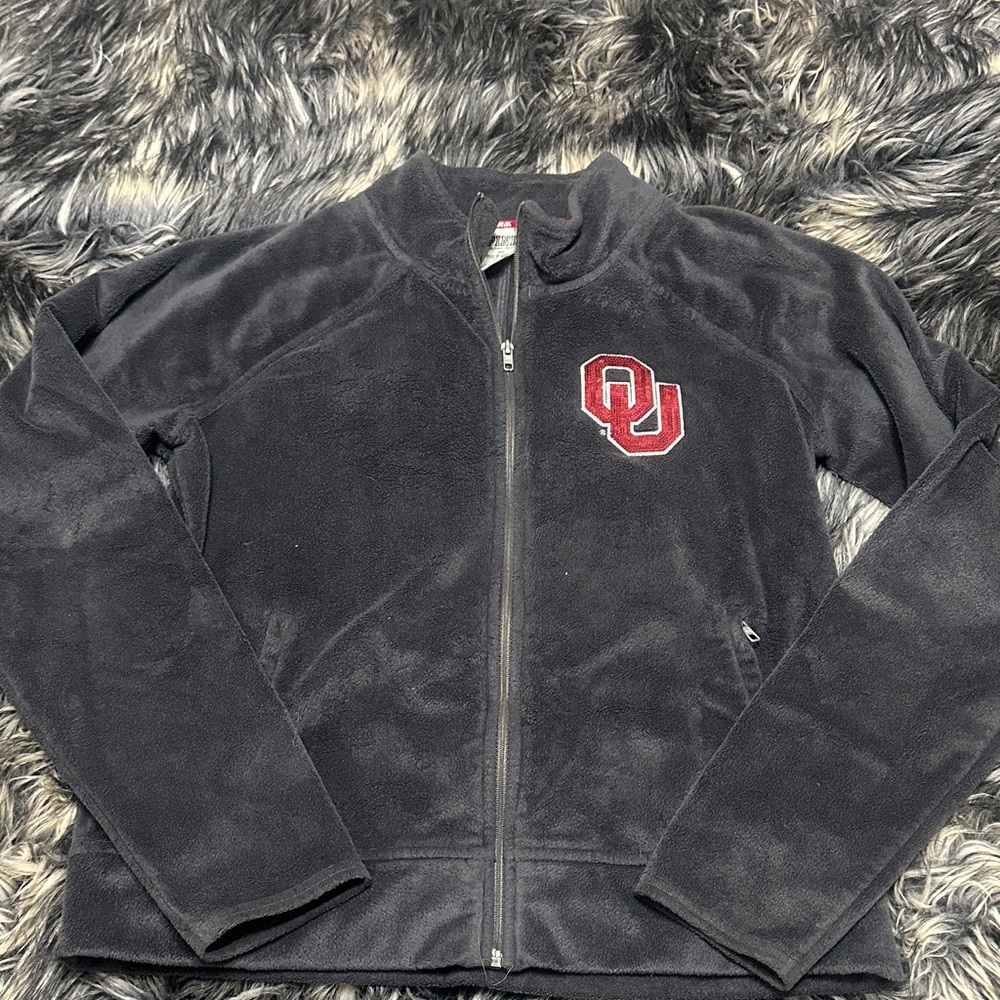 Gray Fleece Jacket with OU sequin logo